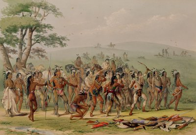 マンダンアーチェリーコンテスト、1832年頃 作： George Catlin